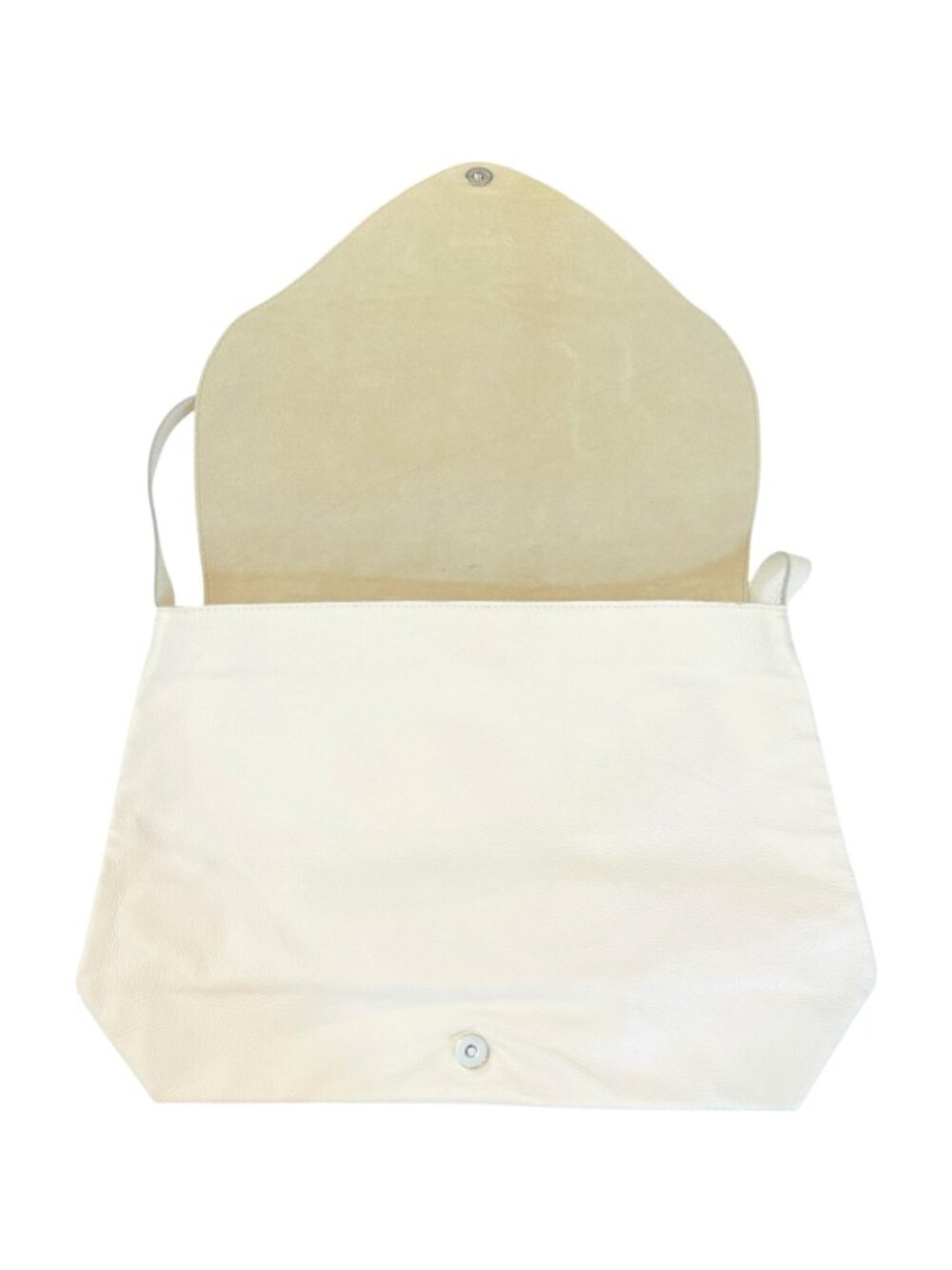 Beachwood by Emily - Cream Colored Leather Purse - 17" W x 11.5" H x 4.5" D - EX - Picture 6 of 6